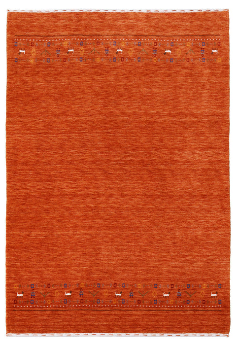 Orange Contemporary Design Hand Loomed Wool Area Rug