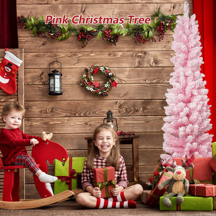 6ft Pink Artificial Christmas Tree Xmas Tree with 320 Branch Tips Metal Stand