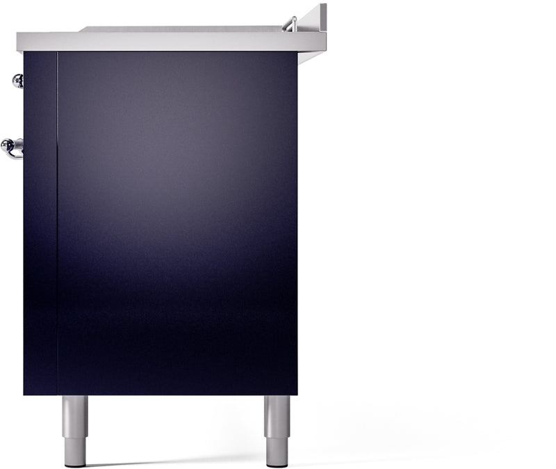 ILVE Nostalgie II 60" Dual Fuel Natural Gas Range in Blue with Chrome Trim, UP60FSNMPMBC