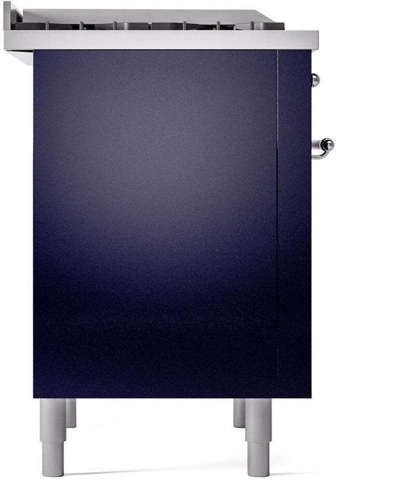 ILVE Nostalgie II 36" Dual Fuel Natural Gas Range in Blue with Chrome Trim, UP36FNMPMBC