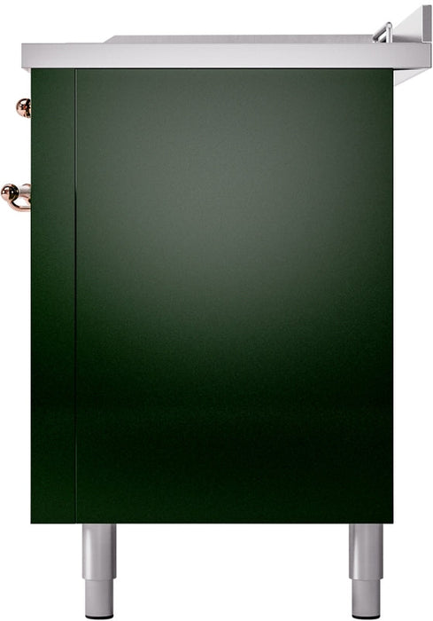 ILVE Nostalgie II 60" Dual Fuel Natural Gas Range in Emerald Green with Copper Trim, UP60FSNMPEGP