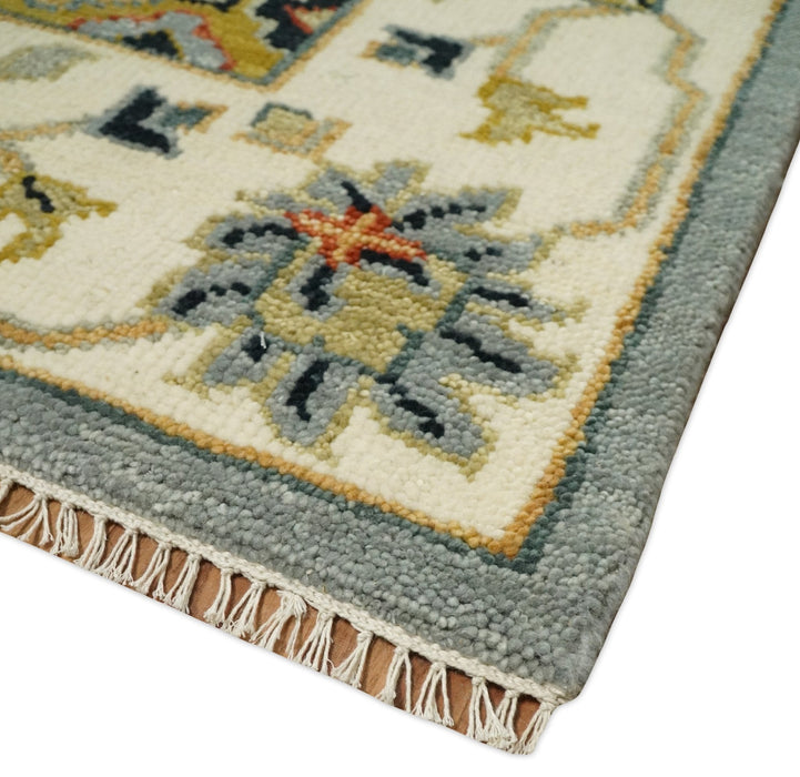 Antique Traditional Gray and Ivory Vintage Style Custom Made wool Area Rug