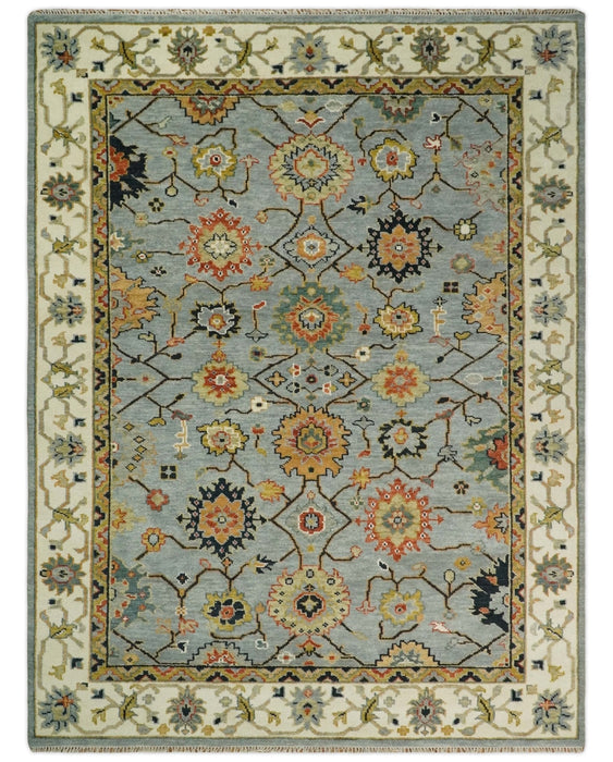 Antique Traditional Gray and Ivory Vintage Style Custom Made wool Area Rug