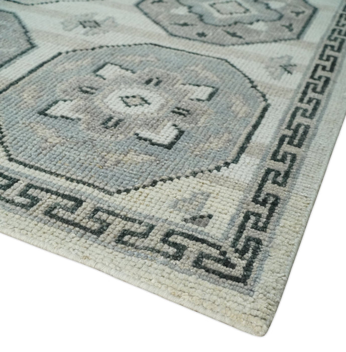 Custom Made Hand Knotted Turkish Silver, Beige and Gray Traditional Antique Low Pile Area Rug
