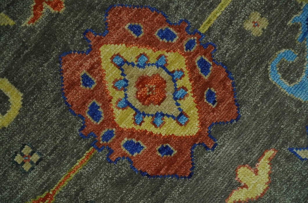 Green and Beige Colorful Hand knotted Traditional Oushak Multi Size wool Area Rug