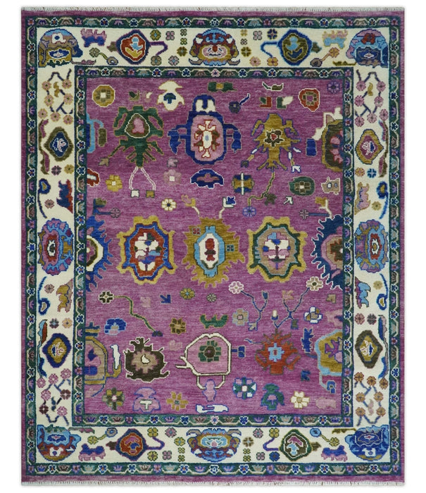 Wool Vibrant Colorful Hand knotted Oushak Area Rug