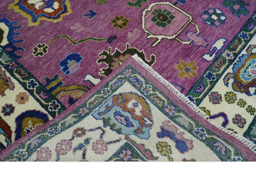 Wool Vibrant Colorful Hand knotted Oushak Area Rug