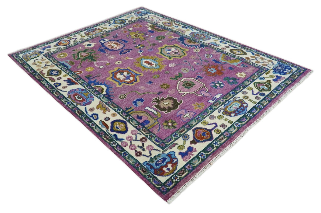 Wool Vibrant Colorful Hand knotted Oushak Area Rug