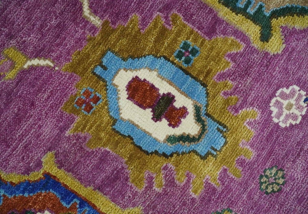 Wool Vibrant Colorful Hand knotted Oushak Area Rug