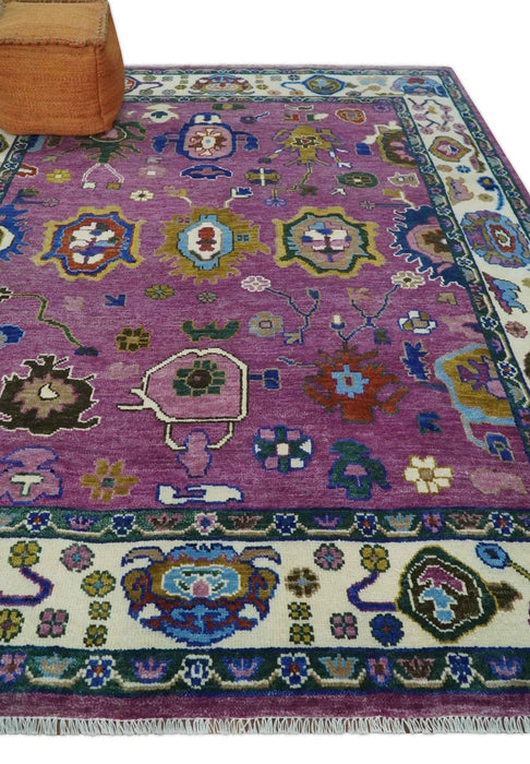 Wool Vibrant Colorful Hand knotted Oushak Area Rug