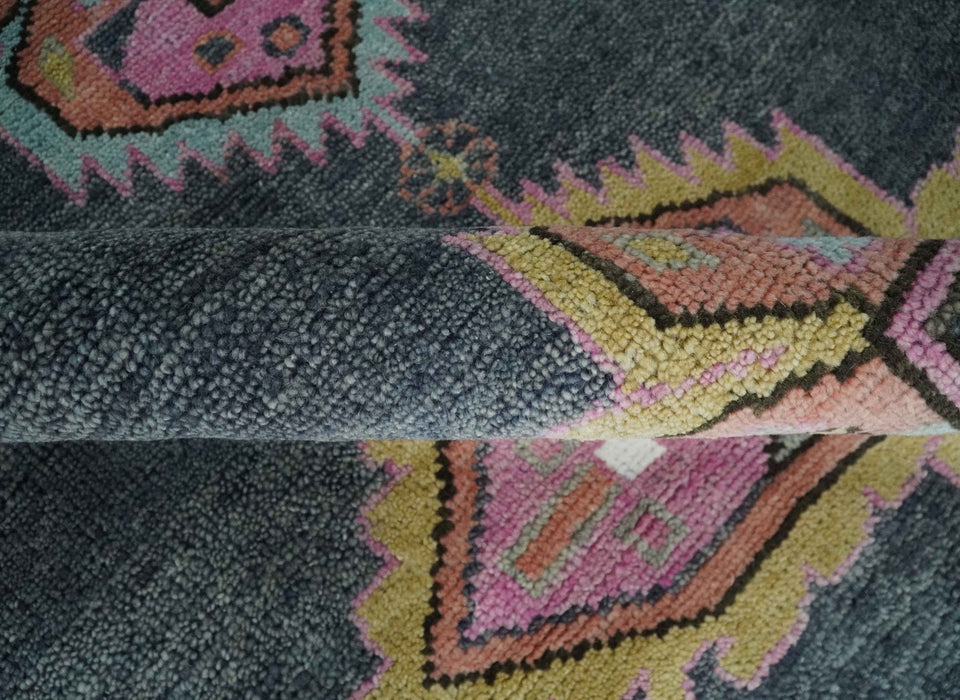 6x9 and 8x10 Hand Knotted Gray, Silver and Pink Traditional Wool Area Rug