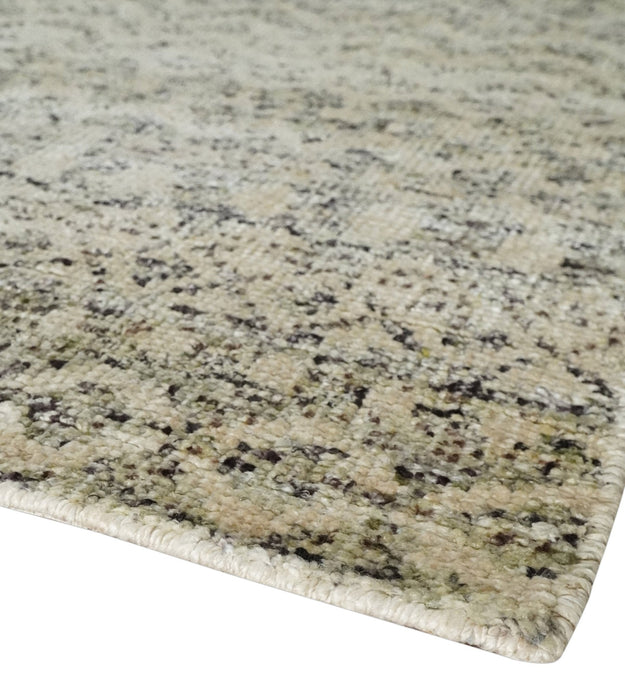 6x9 Hand Knotted Ivory, Camel and Charcoal Modern Contemporary Southwestern Tribal Trellis Recycled wool Area Rug
