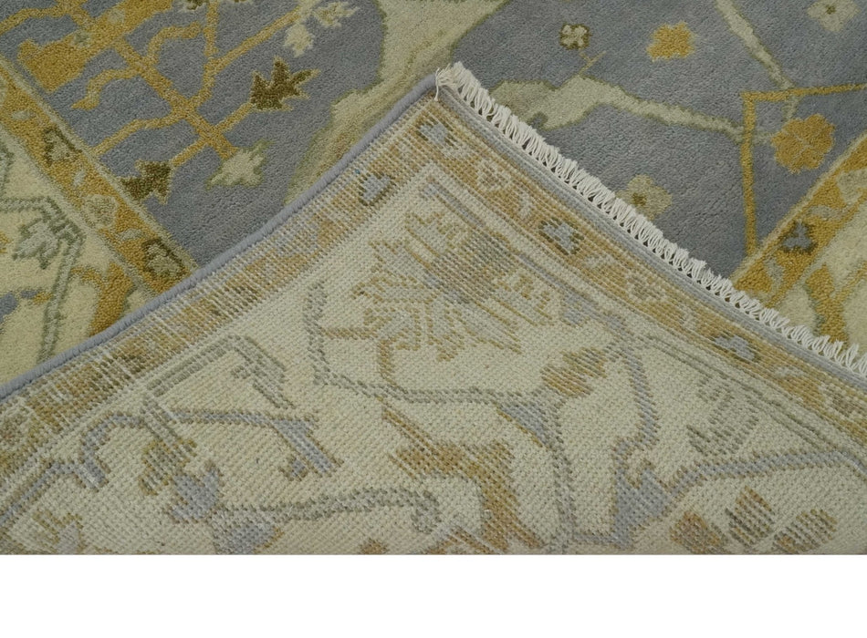 6x9 Taupe, Beige and Mustard Hand Knotted Traditional Oriental Oushak wool area rug