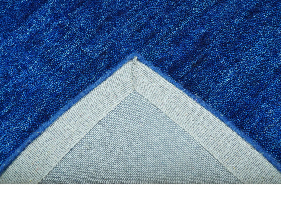 Custom Made Solid Modern Blue Hand Tufted thick Wool Area Rug