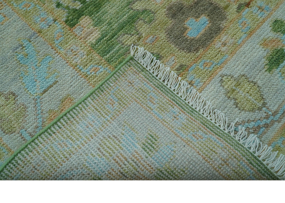 Custom Made Antique Green Traditional Oushak Design Hand Knotted Wool Area Rug