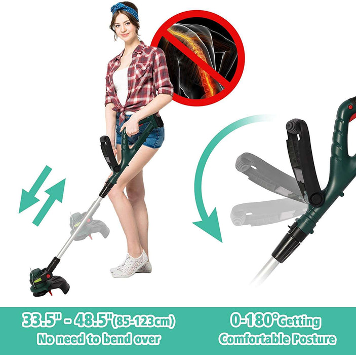 20V Cordless String Trimmer/Edger, 10” Cutting Path, 2.0Ah Battery & Charger Included