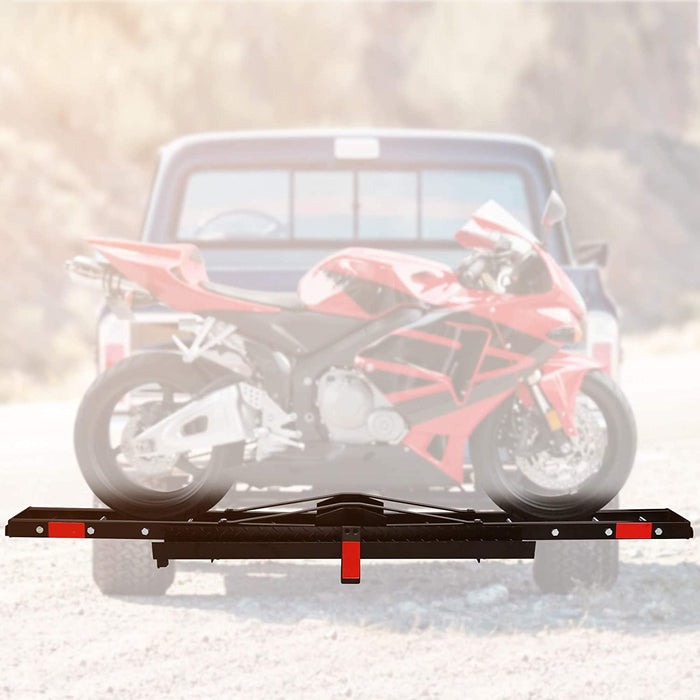 Hitch Mount Motorcycle Carrier Dirt Bike Scooter Carrier with Loading Ramp Wheel Lock 2" Receiver