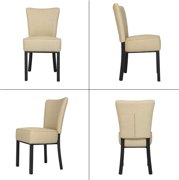 Set of 2 Modern Dining Chairs PU Leather Side Chairs with Soft Cushion, Beige