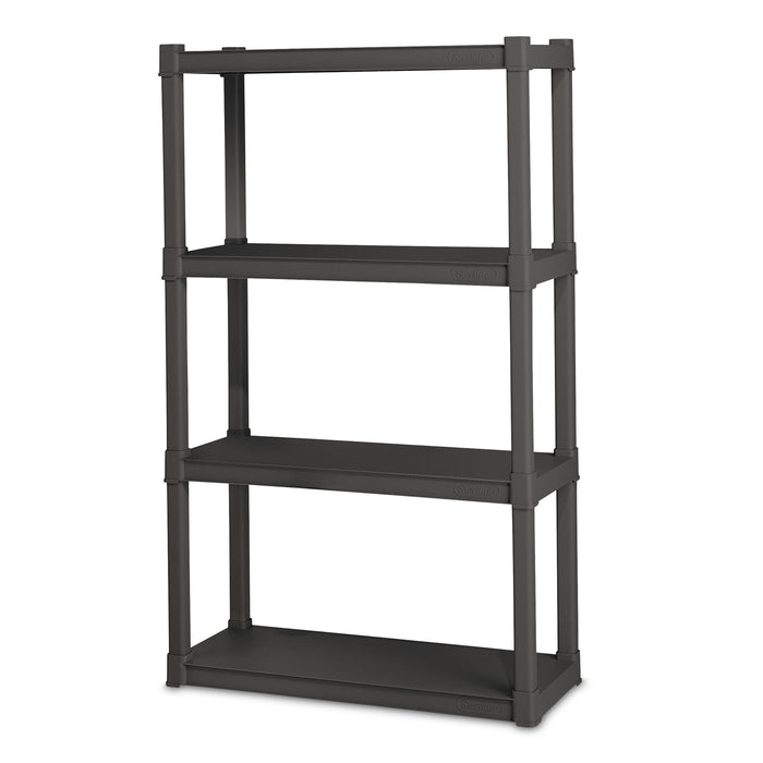 Sterilite 4 Shelf Unit Heavy Duty & Easy to Assemble Plastic Storage Unit, Gray