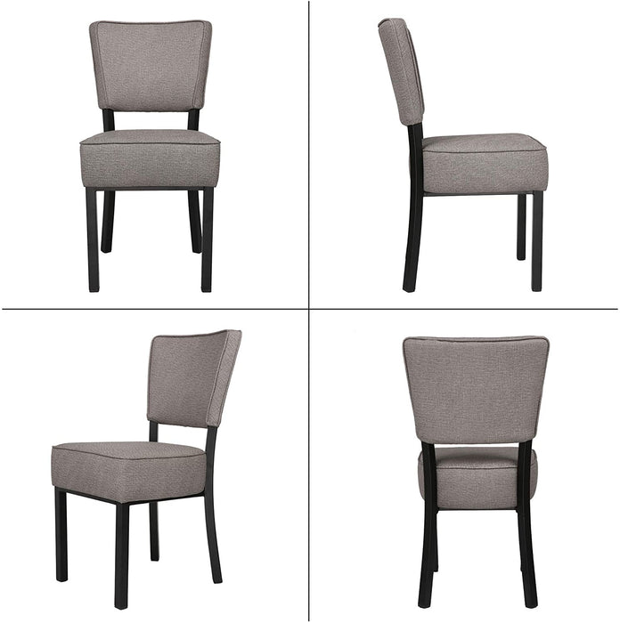 Set of 2 Kitchen Dining Chairs PU Leather Side Chairs with Soft Cushion, Gray