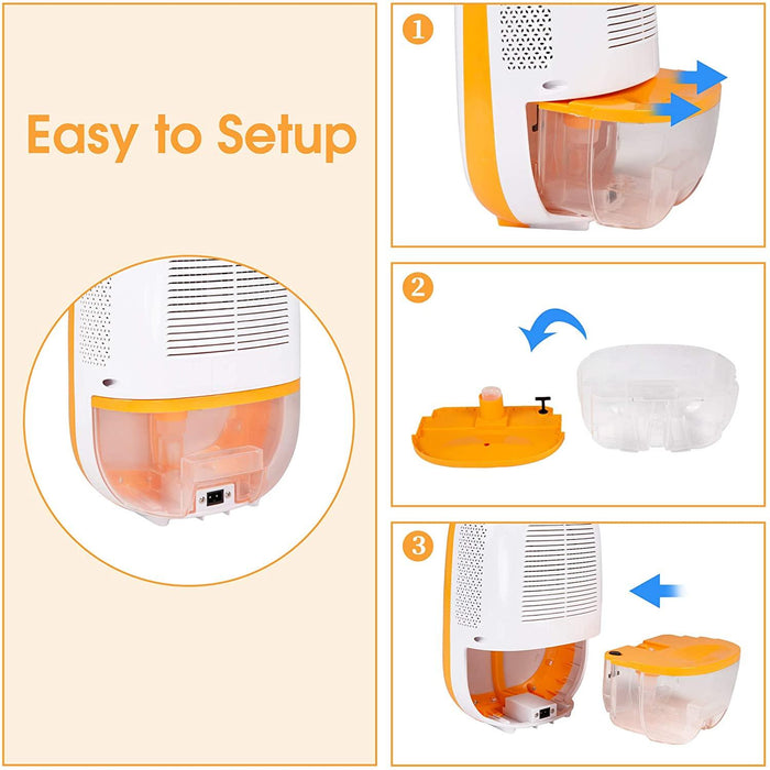 37oz Quiet Portable Small Dehumidifier for Home with Auto Shut-off, Up to 430 Sq.ft, Orange