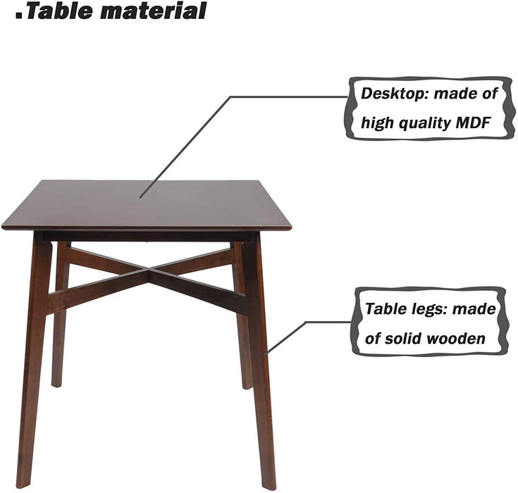 5 Piece Bar Table Set, 1 Bar Table 36" for 2-4 with 4 Bar Stools Mid-Century Modern Kitchen Dining Table Set