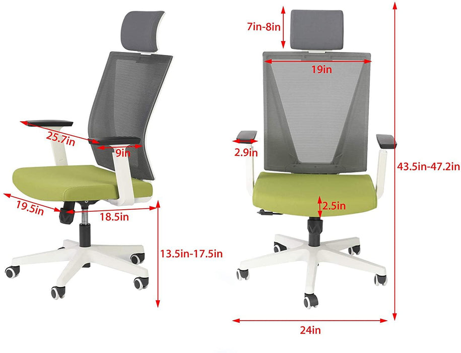 Adjustable Office Mesh Chairs Ergonomic Desk Chairs with Lumbar Support Armrest Headrest, High Back