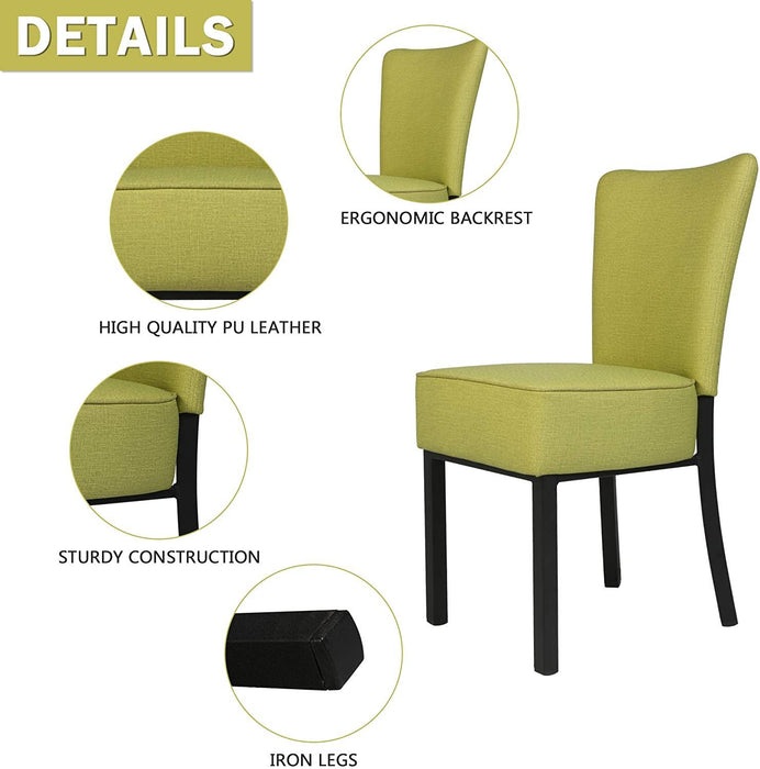 Set of 2 Modern Dining Chairs PU Leather Side Chairs with Soft Cushion, Green