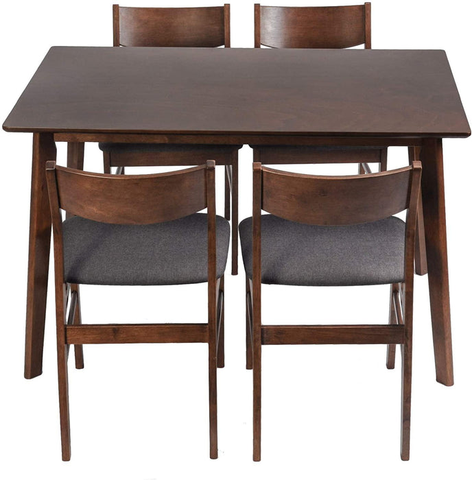 5 Piece Dining Table Set, 1 Dining Table 47.2" for 4-6 with 4 Dining Chairs Mid-Century Modern Wood Kitchen Dining Set