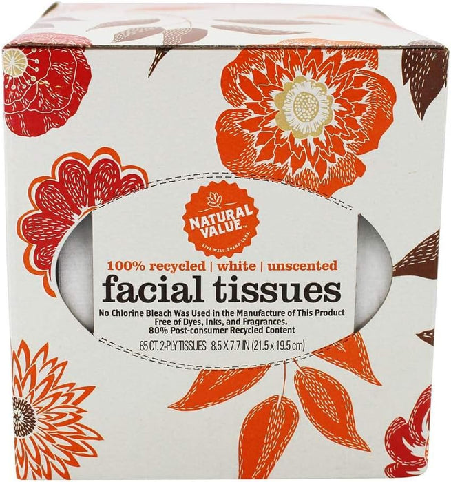 Natural Value Facial Tissue 2-Ply, Case of 36 - 85 Count per Box