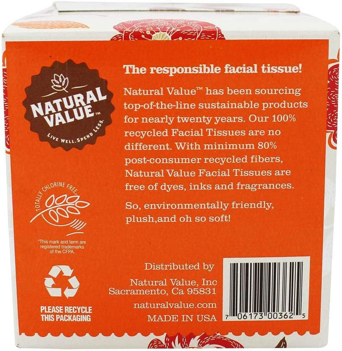 Natural Value Facial Tissue 2-Ply, Case of 36 - 85 Count per Box