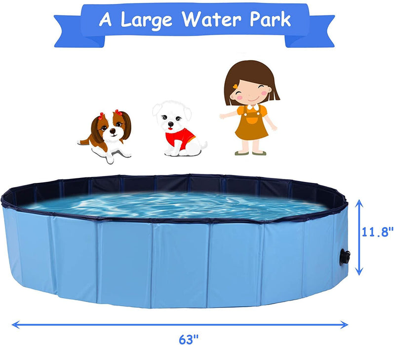 Foldable Dog Pet Swimming Pool Slip-Resistant PVC Kiddie Pool Collapsible Bathing Tub