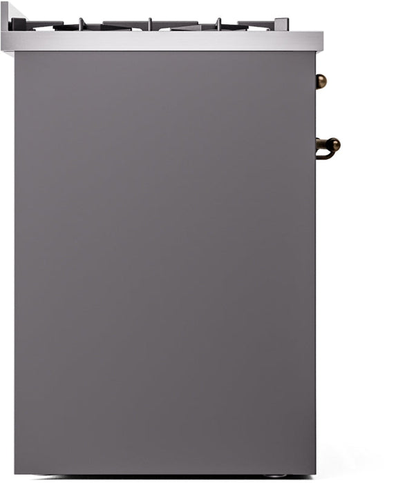 ILVE Nostalgie II 30" Dual Fuel Natural Gas Range in Matte Graphite with Bronze Trim, UP30NMPMGB