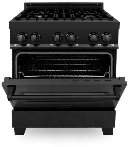 ZLINE 30 in. Professional Gas Burner/Electric Oven in Black Stainless Steel with Brass Burners, RAB-BR-30