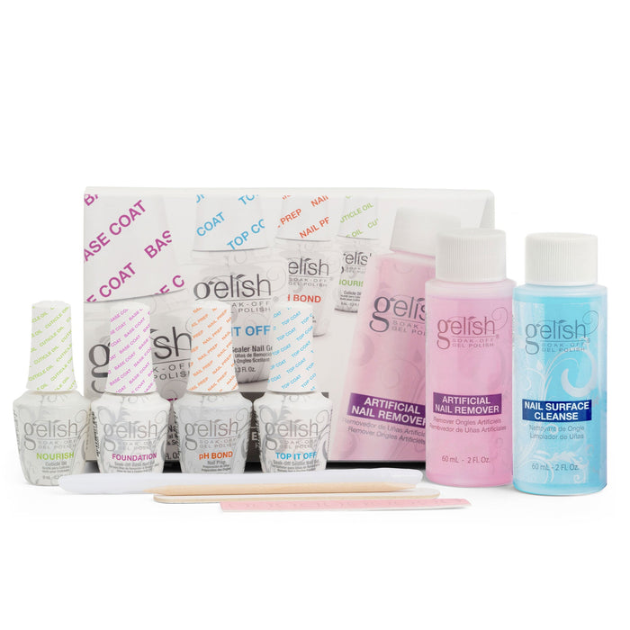 Gelish 15 mL Soak Off Gel Nail Polish Basix Care Kit with Remover and Cleanser