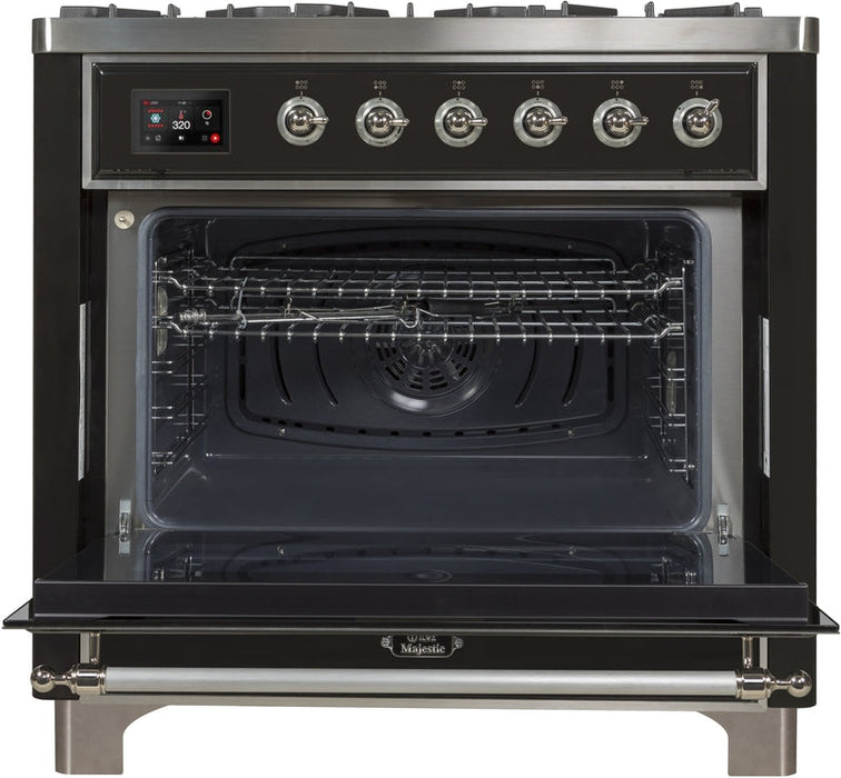 ILVE Majestic II 36" Dual Fuel Propane Gas Range in Matte Graphite with Chrome Trim, UM09FDNS3MGCLP