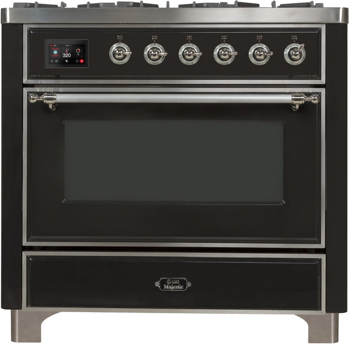 ILVE Majestic II 36" Dual Fuel Propane Gas Range in Matte Graphite with Chrome Trim, UM09FDNS3MGCLP