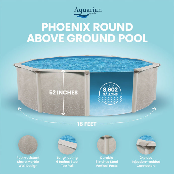 Aquarian Phoenix 18'x52" Round Steel Frame Above Ground Swimming Pool w/o Liner