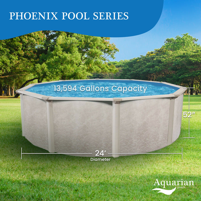 Aquarian Phoenix 24' x 52" Above Ground Swimming Pool with Pump and Ladder