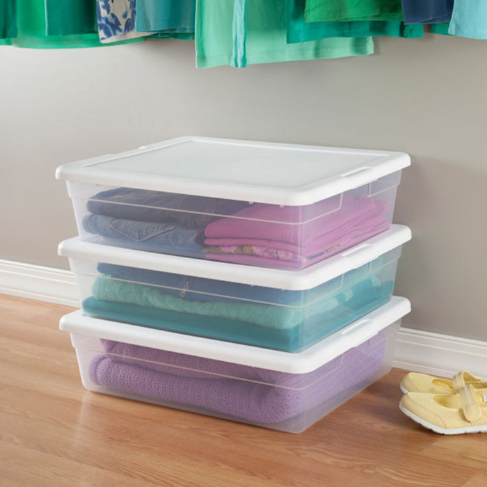 Sterilite 28 Quart Clear Plastic Stacking Storage Container Box w/Lid, 40 Pack