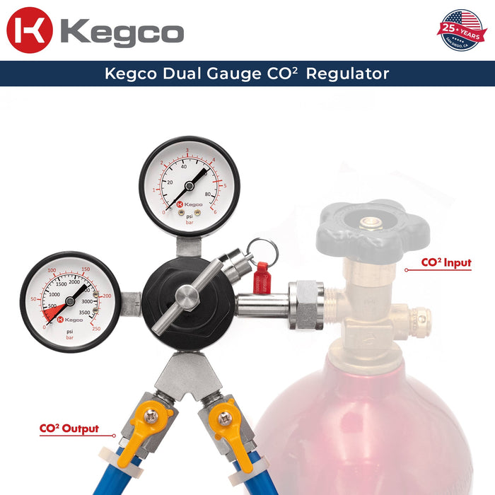 Commercial Grade Double Gauge Two Product CO2 Regulator