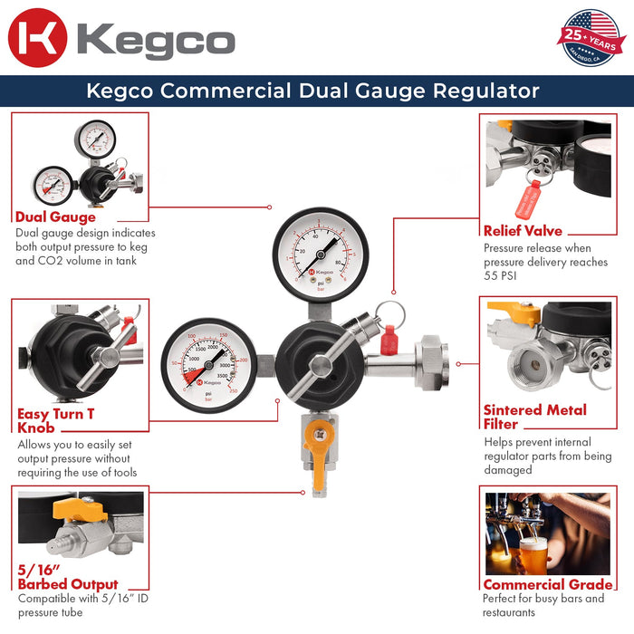 Commercial Grade Double Gauge CO2 Regulator