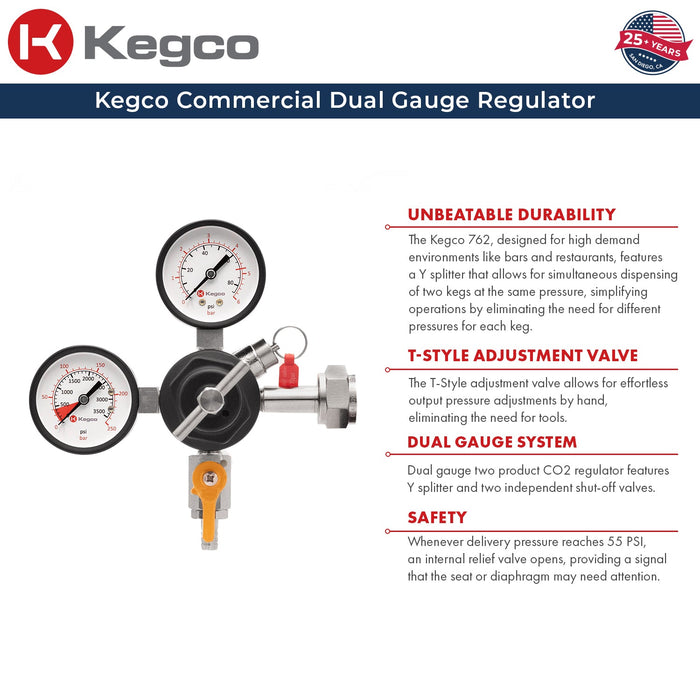 Commercial Grade Double Gauge CO2 Regulator