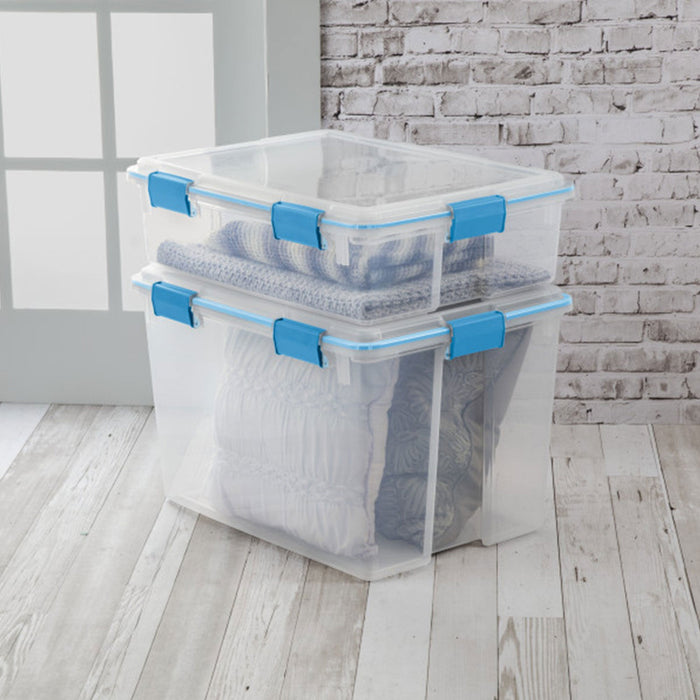 Sterilite 37 Quart Clear Plastic Home Storage Tote Bin with Secure Lids, 12 Pack