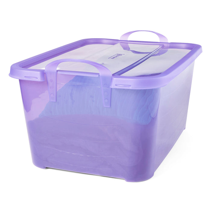 Life Story Purple Stackable Closet Storage Box Container, 55 Quart (24 Pack)