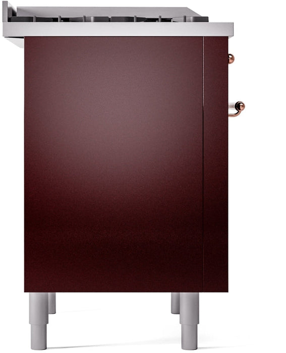 ILVE Nostalgie II 36" Dual Fuel Propane Gas Range in Burgundy with Copper Trim, UP36FNMPBUPLP