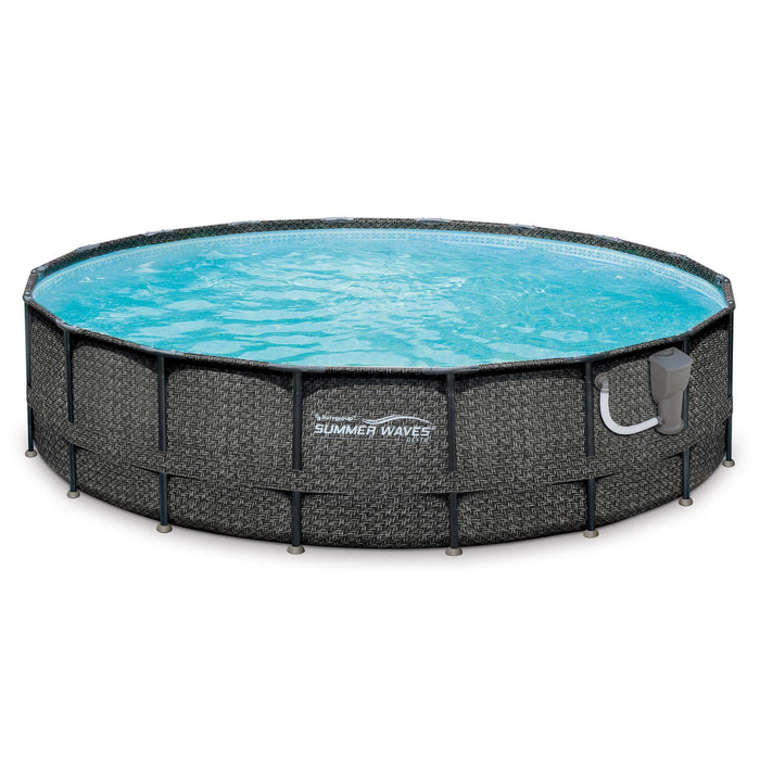 Summer Waves Elite 18ft x 48in Above Ground Frame Swimming Pool Set with Pump