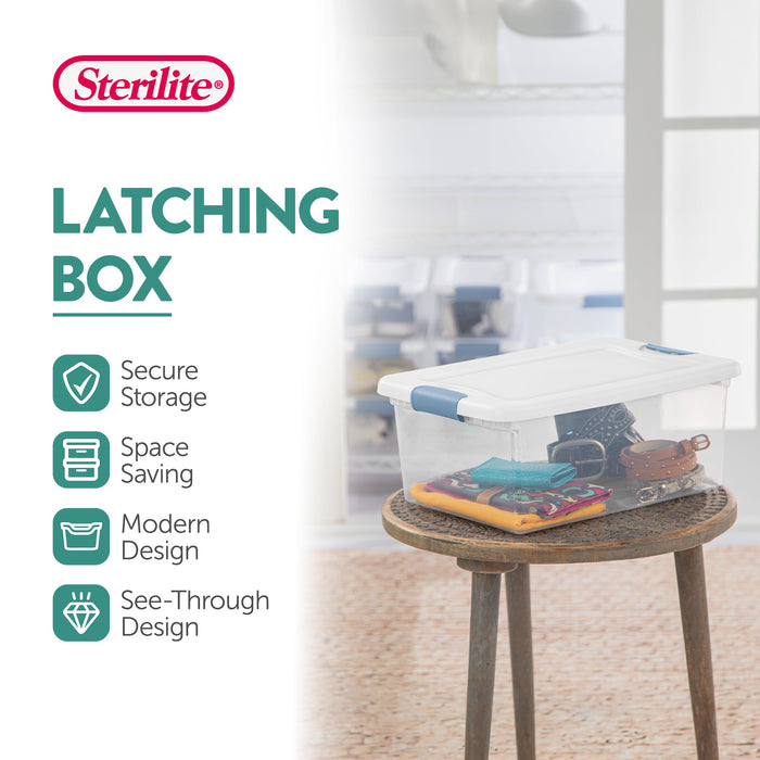 Sterilite 15 Quart Latching Storage Box, Stackable Bin with Latch Lid, 12 Pack