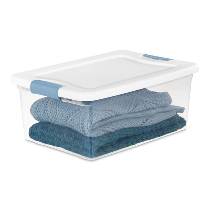 Sterilite 15 Quart Latching Storage Box, Stackable Bin with Latch Lid, 12 Pack