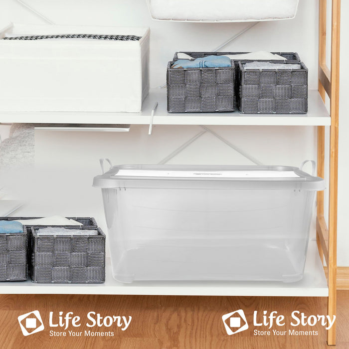 Life Story Clear Stackable Closet & Storage Box 55 Quart Containers, (12 Pack)